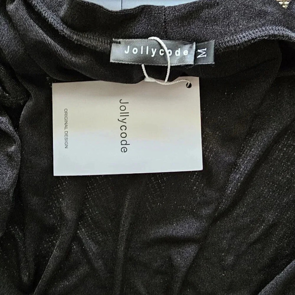 Jollycode Women's Wrap V Neck Long Sleeve Tie Knot Dressy Sexy Size M Black - Picture 7 of 7